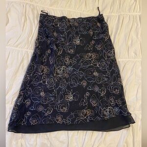 Vintage i.e. Petite 100% Silk Floral Midi Skirt – Black Multicolour